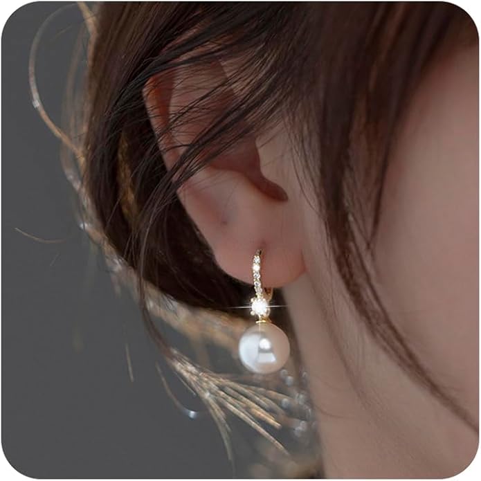Pearl Earrings for Women 14K Gold Plated